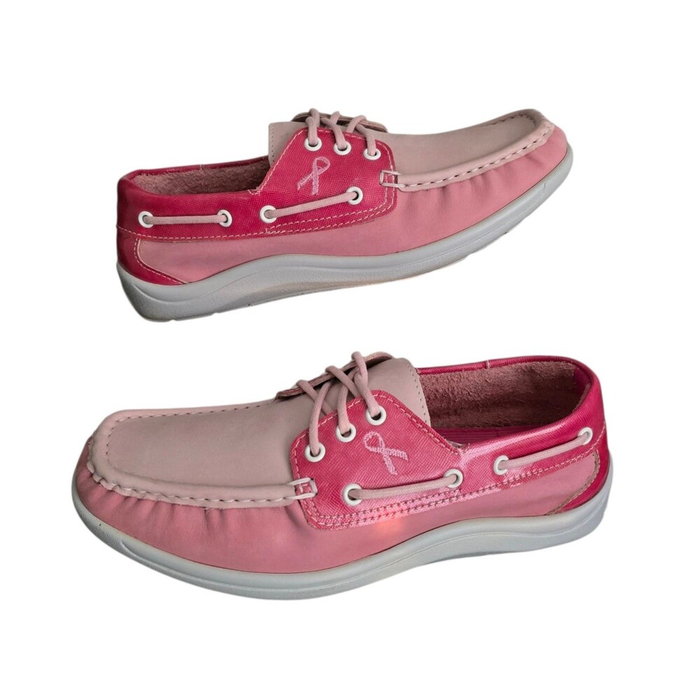 SAS Catalina LTD Boat Shoes Womens Size 7.5 Lace Up Breast Cancer Awareness